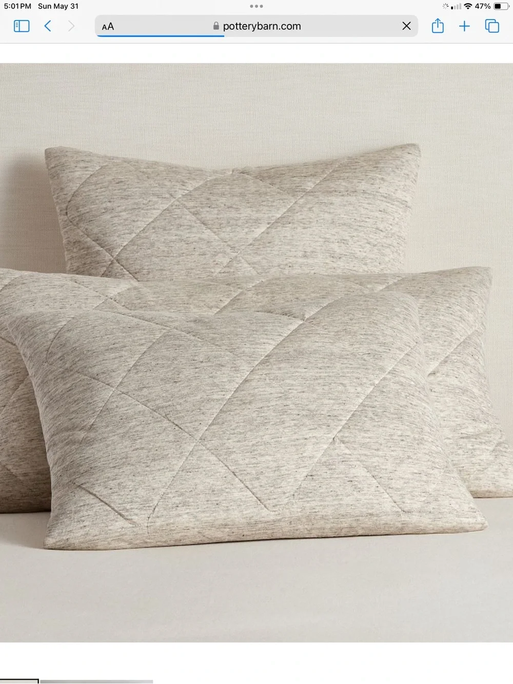 Bundle of 2 Pottery Barn Belgian flax linen jersey standard shams❤️❤️❤️❤️